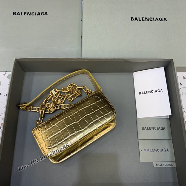 Balenciaga專櫃爆款小號鱷魚金肩背包 巴黎世家新款Gossip bag斜挎包 fyj1302